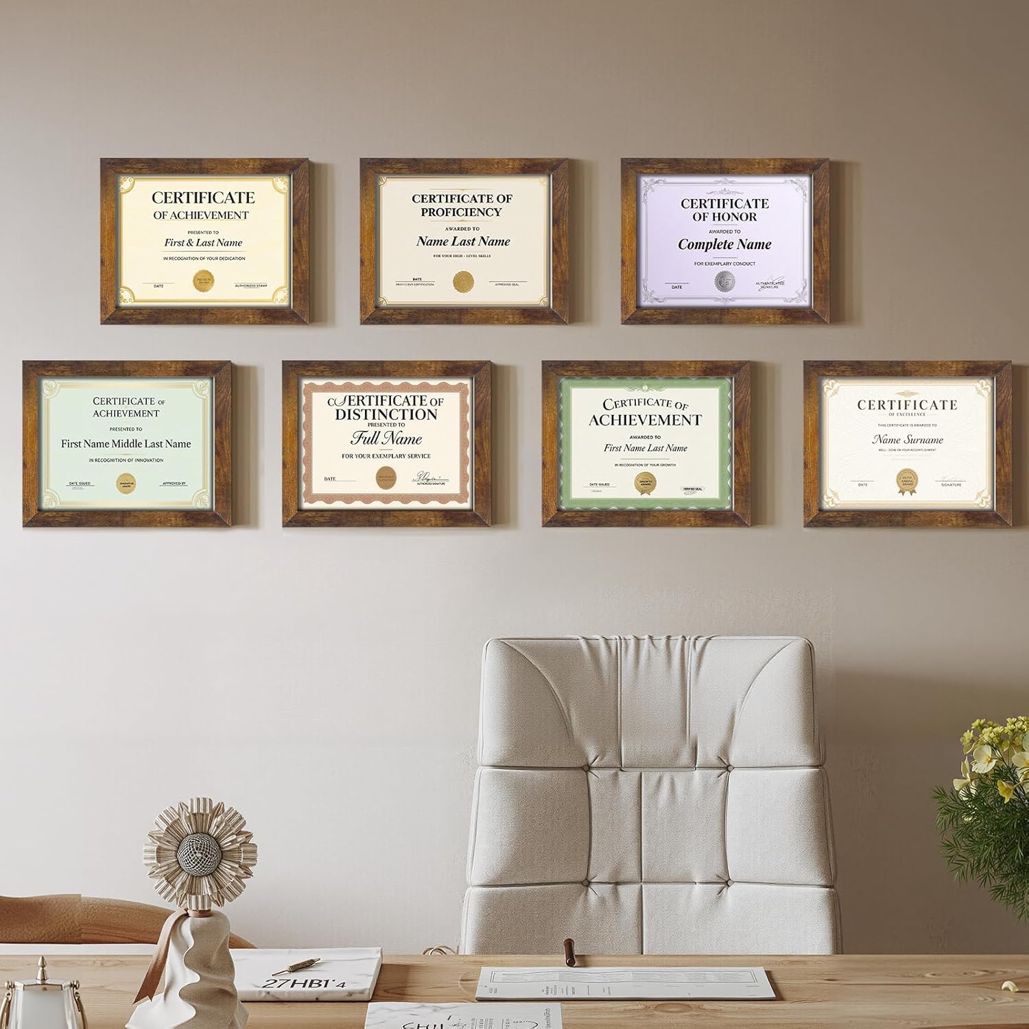 Certifications wall at Dr.Sanjana's Dental Clinic